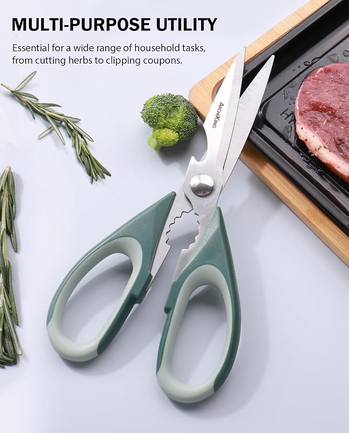 Kitchen Shears Scissors Food Scissors, 3-in-1 Multifunction Japanese Stainless Steel Meat Shears, Dishwasher Safe Sharp Shear All Purpose with Comfort Grip, Ideal for Everyday Use-Black