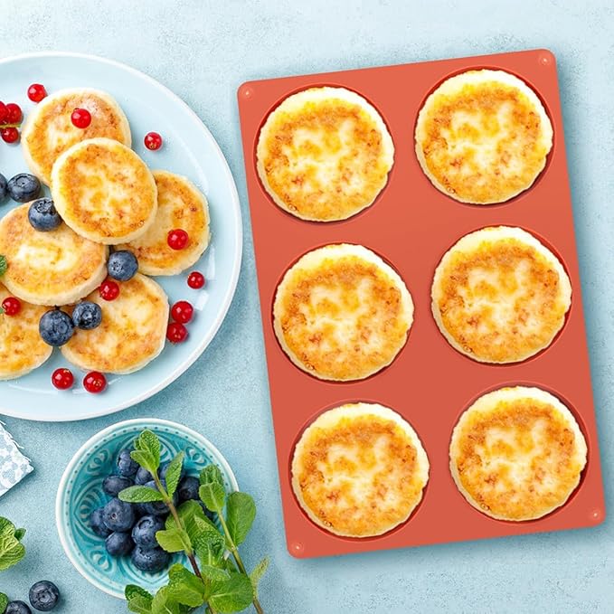 Ocmoiy 4 Inch Silicone Egg Molds for Baking/Jumbo Muffin Top Pans, 3 Pack Non-Stick Large Round Molds for Hamburger Bun, English Muffin, Tarts, Pies, Corn Bread, Egg Sandwich Breakfast