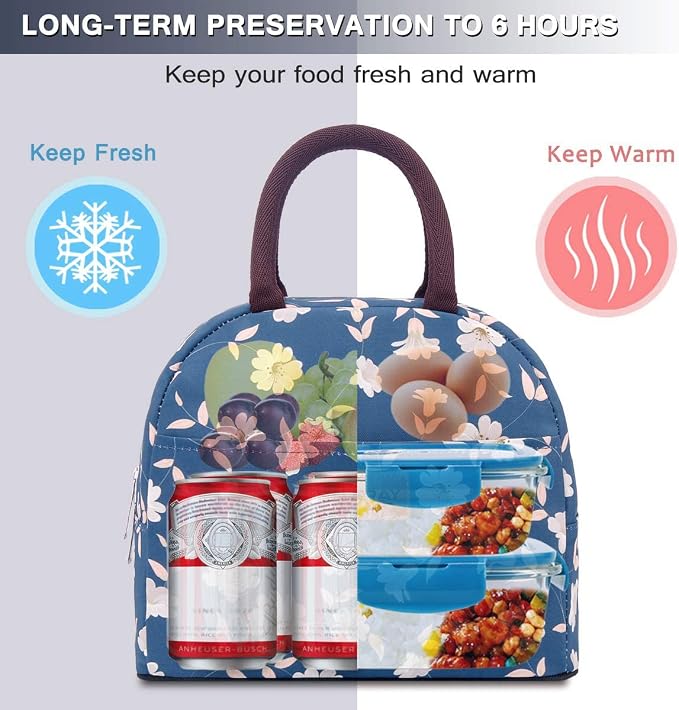 BALORAY Lunch Bag for Women Men Insulated Lunch Box for Adult Reusable Lunch Tote Bag for Work, Picnic or Travel (Morning Glory)