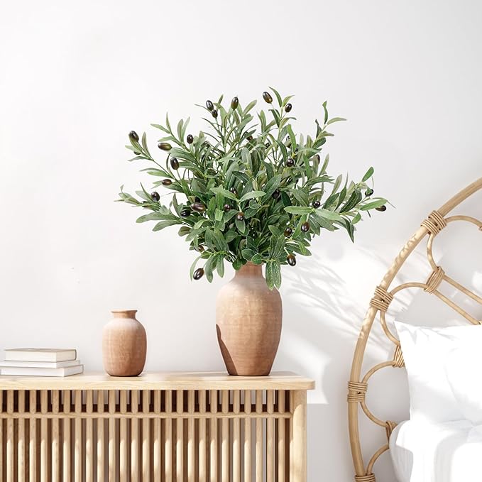 Leftover 12PCS 18Inch Faux Olive Branches for Vase,Artificia Tree Branches,Fake Plants,Greenery Stems,Eucalyptus Stems,Green Leaves for Centerpieces Decoration,Home Decor,Coffee Table Decor