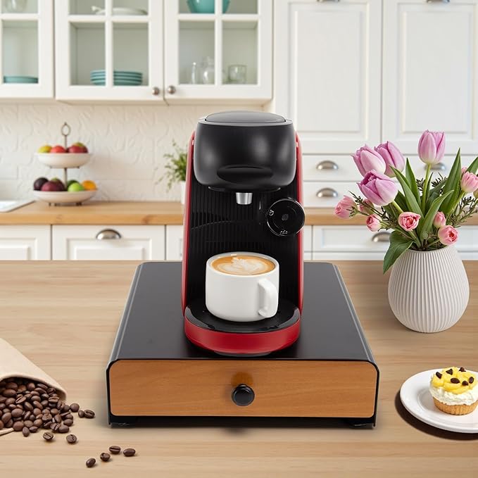 Coffee Pod Holder Storage Drawer for K Cup,36 Pod Capacity, Countertop Organizer, Metal, 12.6" L x 12.6" W x 3.5" H, Black.