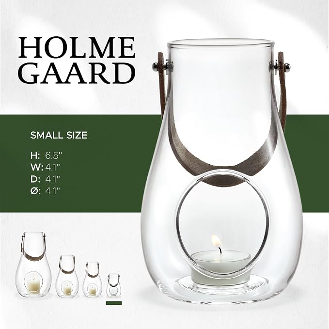 Holmegaard Design with Light Lantern, Clear, 6.5" H x 4.1" D, Designed by Maria Berntsen, Gift Box Included