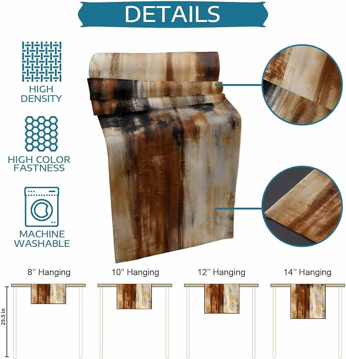 Black Brown Gradient Table Runners 90 Inches Long, Cotton Linen Fabric Table Runner Dresser Scarf, Retro Rustic Abstract Minimalist Art Tablerunner for Party/Kitchen/Dinner/Wedding Decor 13"x90"