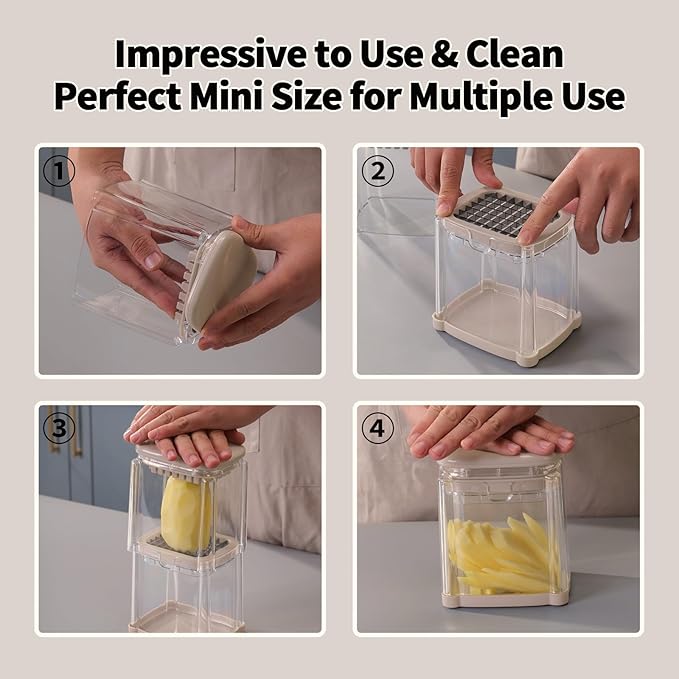 French Fry Cutter, Solucky Potato Onion Cutter, Professional Homestyle Vegetable Chopper Dicer, Great for Potatoes Carrots Cucumbers Zucchini Pepper (Apricot Pink)
