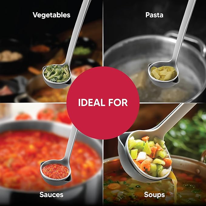 HIC Kitchen 2-in-1 Straining Ladle, Super Strong and Heat Safe