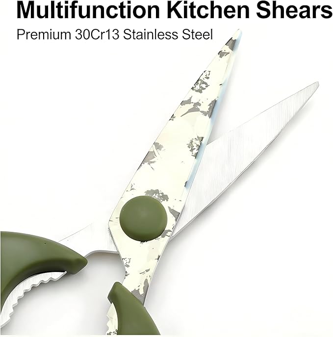 Kitchen Scissors All Purpose, ARCHIKING Kitchen Shears with Protective Sheath, Ultra Sharp Multipurpose Poultry Scissors for Chicken, Meat, Fish & Vegetables (Green)