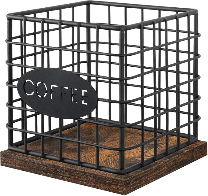 YINMIT K Cup Holder Organizer, Sturdy Coffee Pod Holder Organizer, 35 Kcup Large Capacity Storage Basket for Kitchen Counter and Office Desktop (Square Grid)
