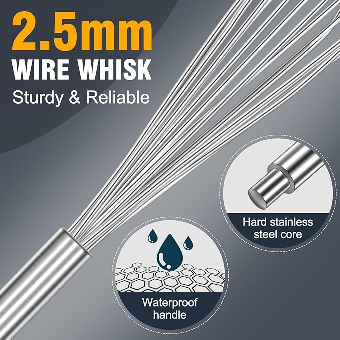 Eddeas 17in/43cm Extra Large Whisk,5Ib Heavy Duty Whisk, 2.4mm Wire Whisk Suitable for Mixing Thick batter and Large batch soup.Not suitable for individual small batch production(Silver)