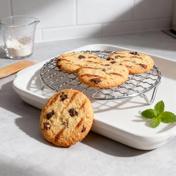 Cooling Rack 5 Inch Round Stainless Steel - Multi-Use Wire Rack for Cooking, Baking, Cookie Cooling, Steaming & BBQ - Sturdy 20mm Legs for Even Airflow, Durable Versatile Kitchen Tool for Home Bakers