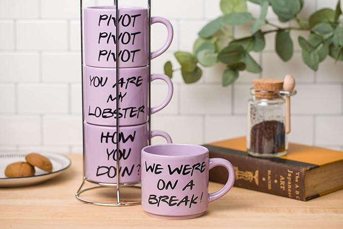 Silver Buffalo Friends Text Boxed 4-Pack Ceramic Mug Stack, 10-Ounces
