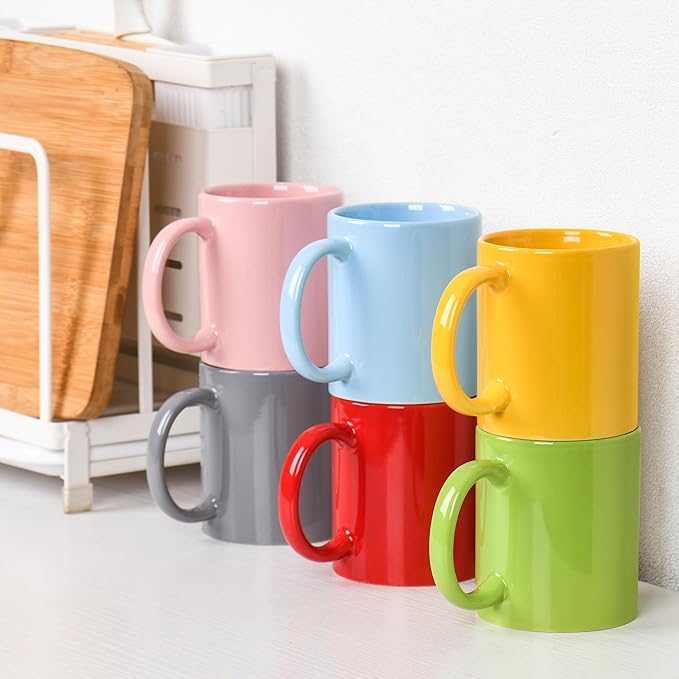 BYCNZB 12oz coffee mug set of 6 Coffee Mugs for Coffee, Tea, Cocoa, Milk（ Multiple color）