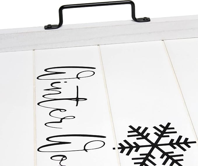 Elegant Designs HG2000-WWW Christmas Decoration Decorative Wood Serving Tray w/Handles, 15.50'' x 12'', Winter Wonderland, White