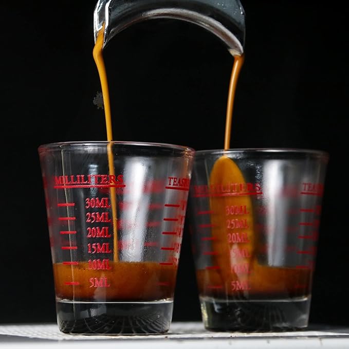 Shot Glass Measuring Cup 3 Ounce/90ML Liquid Heavy High Espresso Glass Cup 2 pcs by TIYOORTA (Red 90ML 30ML) …
