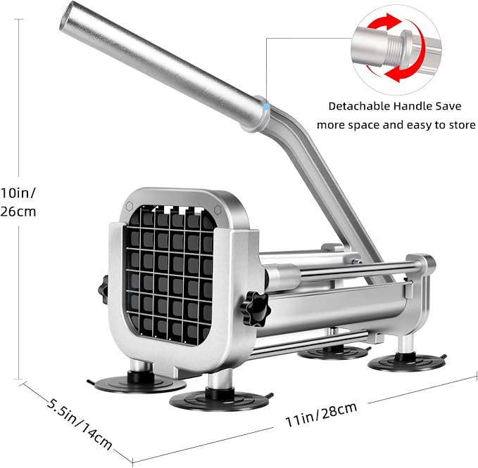 French Fry Cutter, ZSCOOKLY Heavy Duty Potato Cutter Slicer Stainless Steel with 1/2-Inch Blade Great for Potatoes Carrots Cucumbers.