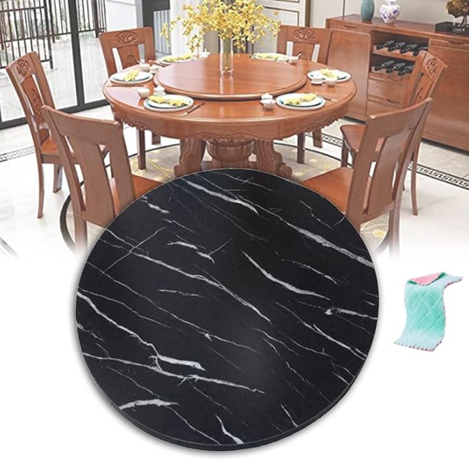 Rotating Serving Tray Round - Wooden Lazy Susan Turntable For Kitchen Dining Table Tabletop Turntable - Rotating By Hand, 360° Swivel Plate, Convenient Sharing Of All Dishes (Color : Black, Size : 6