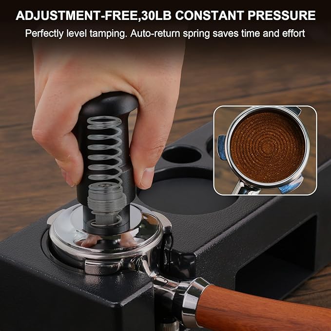 54mm Espresso Tamper Set, 5-IN-1 Espresso Accessories Kit with Coffee Tamper, WDT Tool, Dosing Funnel, Non-slip Mat and Cleaning Brush