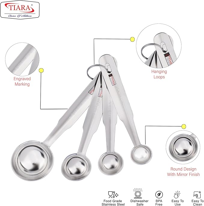 TIARA Atom Measuring Spoon Set 4Pc Kitchen Tools Steel (Measuring Spoon)
