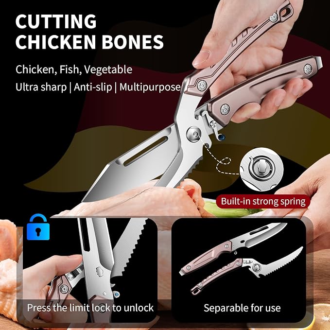 Tingling Heavy Duty Poultry Shears: Kitchen Scissors for Chicken & Food & Turkey