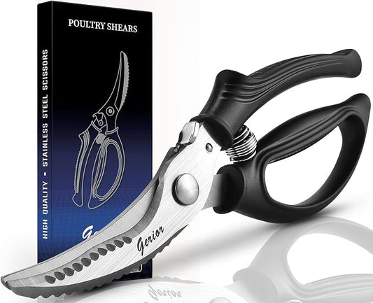 Heavy Duty Poultry Shears - Kitchen Scissors for Cutting Chicken, Poultry, Game, Meat - Chopping Vegetable - Spring Loaded