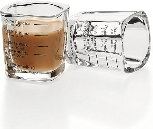 2 Pack Measuring Shot Glasses,BPA-Free Premium Liquid Heavy Glass,Espresso Measuring Cups,Glass Measuring Baking Cups(2OZ/60ML)