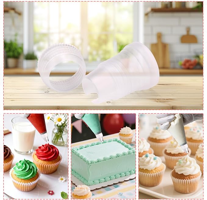 12pcs Piping Bag Couplers, 3x2.3cm/1.18x0.91in Plastic Standard Pipe Icing Piping Tip Coupler Cake Decorating Tool for Frosting Icing Nozzles (White)