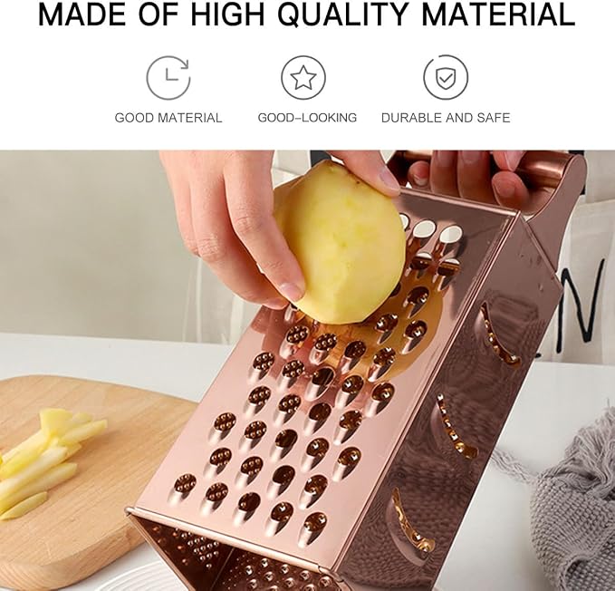DOITOOL Vegetable Slicer 4-Sided Grater Kitchen Tool Professional Food Shredder with Safety Handle for Potatoes Carrots Cucumbers Easy Cooking 9.33X3.93X3.14In