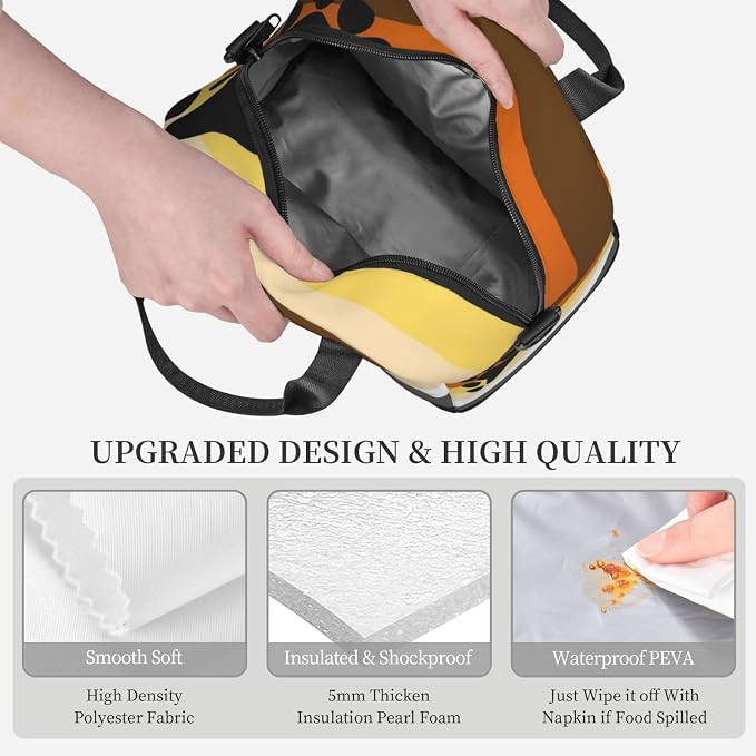 Bear Brotherhood Pride Flag Lunch Box Insulated Lunch Bag Portable Zipper Cooler Tote Bag Adult Bento Box for Women Men Reusable Meal Organizer with Adjustable Strap for Work Picnic Travel