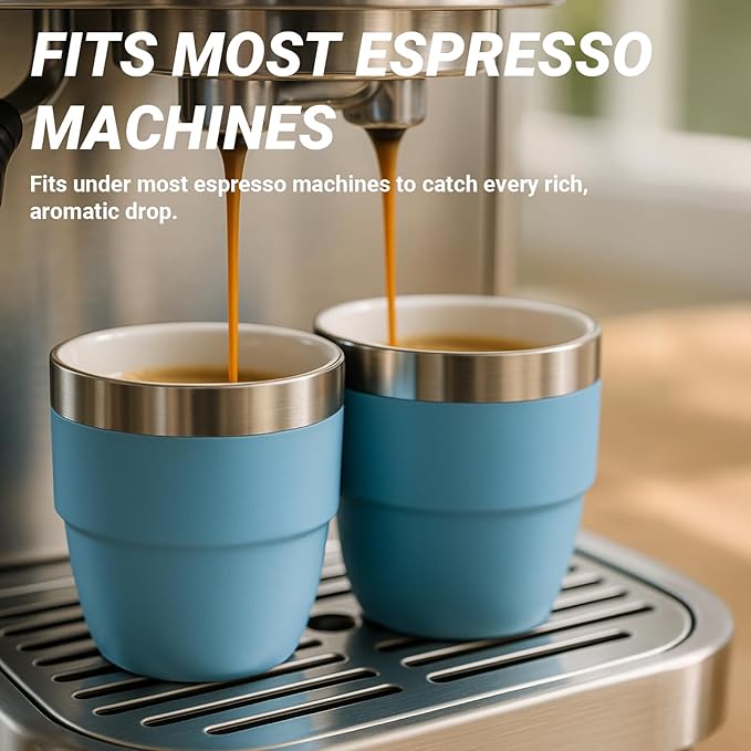 4 oz Small Espresso Cup, Ceramic-Lined 18/8 Stainless Steel, Double-Wall Vacuum Insulated, Stackable, Dishwasher Safe, Fits Most Espresso Machines, for Espresso Shots (Lilac, 2 Pack)