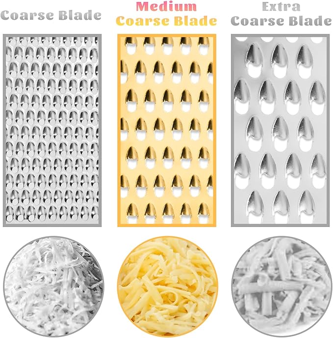 Professional Cheese Grater, Gold Stainless Steel Cheese Grater Handheld, Grater Hand Crank, Practical Kitchen Gadgets, Graters for Cheese, Chocolate, Spices (Medium Coarse)