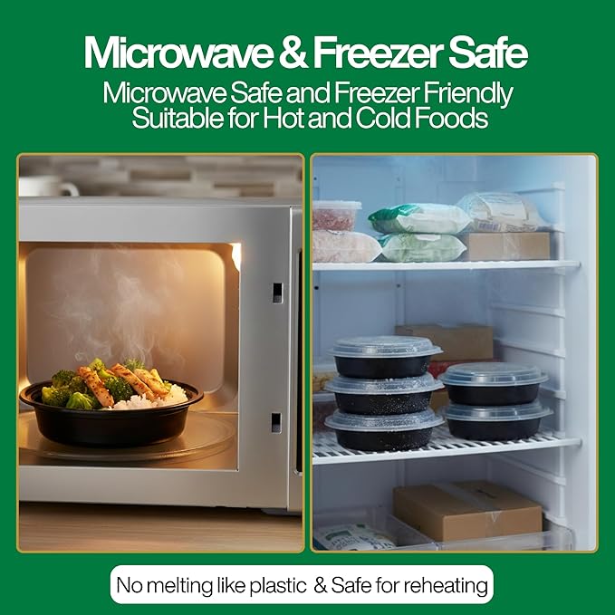 [24 oz Round Meal Prep Containers with Lids – BPA-Free Food Storage Containers, Bento Box for Restaurant & Catering Use, Stackable, Microwave, Dishwasher, Freezer Safe – 100 Pack