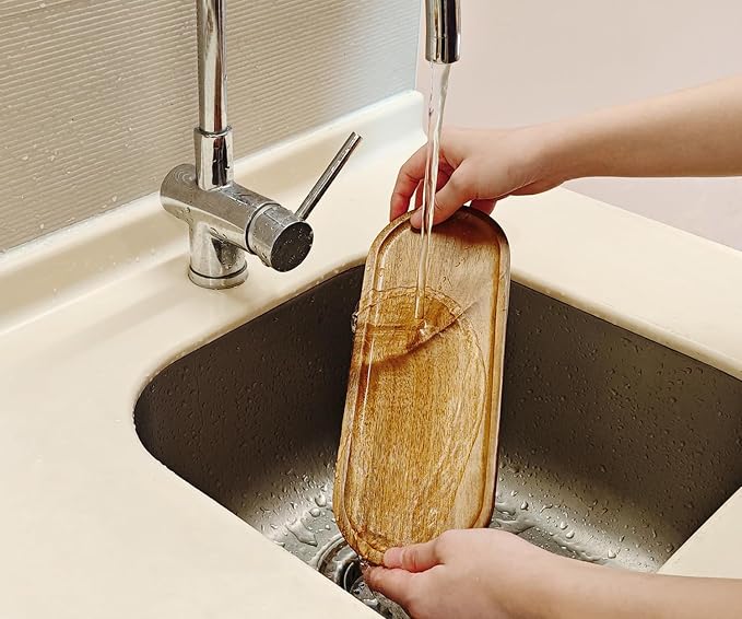 Small Wooden Oval Tray (11.3 x 4.1 inch) 3 Pack | Serving Tray for Coffee Tables, Dessert, Snack, Fruit, Acacia Wood Platter for Vegetable, Decor Restaurant