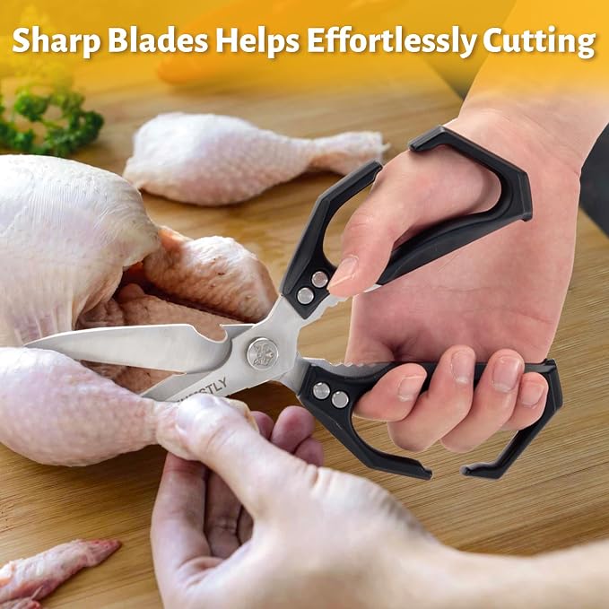 Kitchen Scissors All Purpose Kitchen Shears Heavy Duty for Cutting Chicken, Turkey, Meat, Bones, Vegetables Stainless Steel Spatchcock Shears Multipurpose Food Scissors