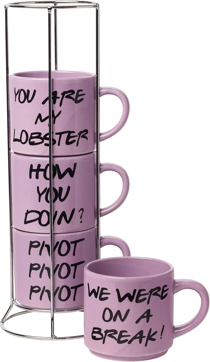 Silver Buffalo Friends Text Boxed 4-Pack Ceramic Mug Stack, 10-Ounces