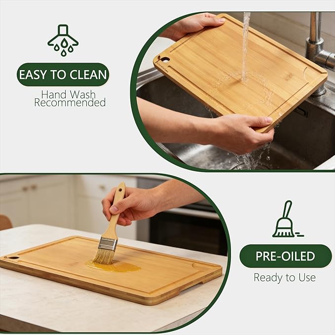 Bamboo Cutting Board Set with Holder, Wooden Chopping Boards for Kitchen Meal Prep, Compact Cutting Boards for Small Kitchen, Apartment and Daily Cooking