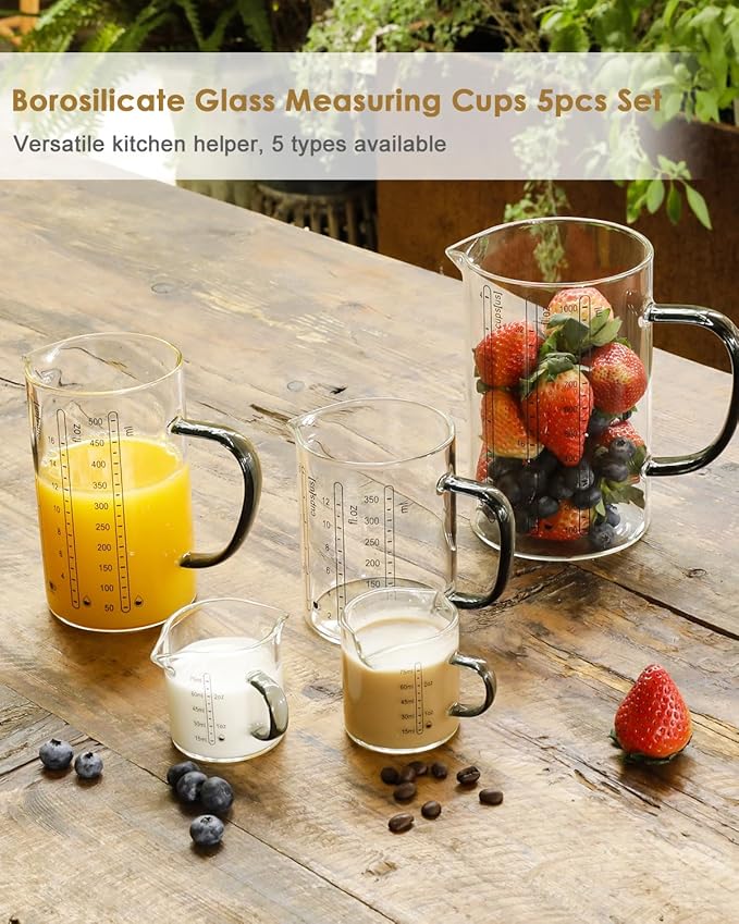 LIBWYS Glass Measuring Cup, 1000ml (32oz)+500ml (16oz) with Anti-slip Silicone Pad, Heat-resistant Borosilicate Glass Liquid Measuring Cup