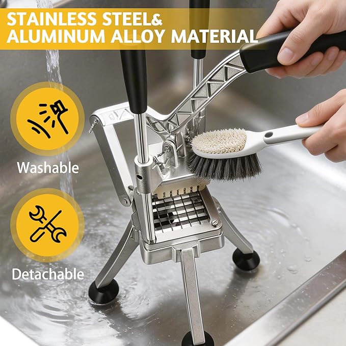 Vegetable Chopper, Potato Slicer w/ 4 Replacement Blades, fruit chopper, french fry cutter, Potato Dicer & Fruit Slicer for Restaurants & Home Kitchen