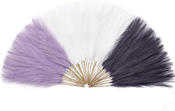 Serwalin 𝟲𝟬𝗽𝗰𝘀 Pampas Grass Decor, 𝟭𝟳.𝟳𝗜𝗻𝗰𝗵 Pampas Grass Home Decor, Faux Pampas Grass Boho Decor, Purple DIY Artificial Plants Fluffy, Pampas Decoration Vase Filler, Table Centerpieces