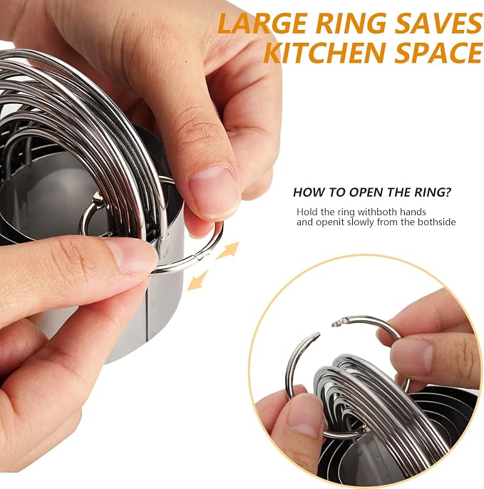 6 Pcs Large Cookie Cutters (2, 2.3, 2.8, 3.14, 3.54, 3.9 Inch), Round Biscuit Cutter Set with Handle and Big Ring, Professional Baking Dough Cutter Tools for Cakes, Sandwiches, Donuts, Dumplings