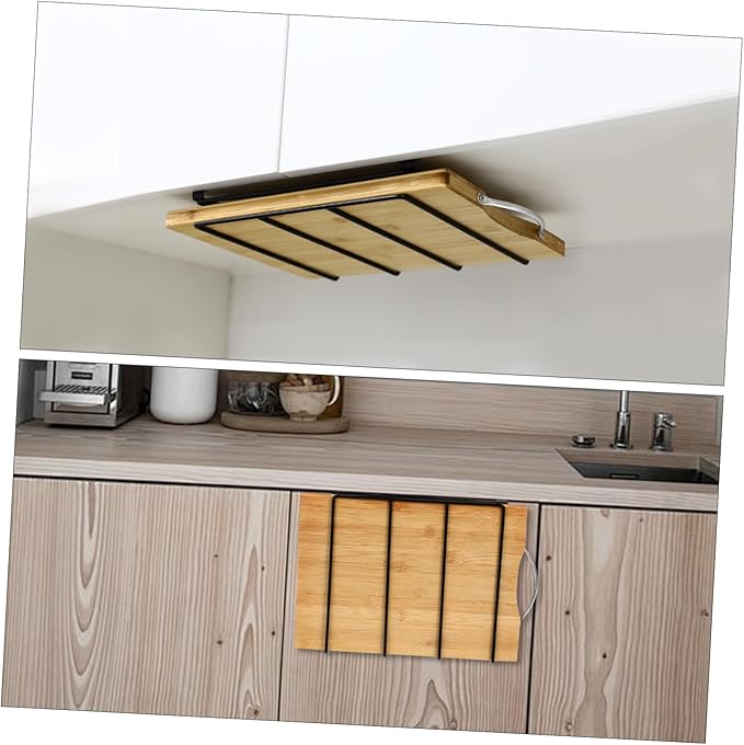 KICHOUSE under Cabinet Shelf Cutting Boards for Paper Towel Holder Sturdy Stainless Steel Rack