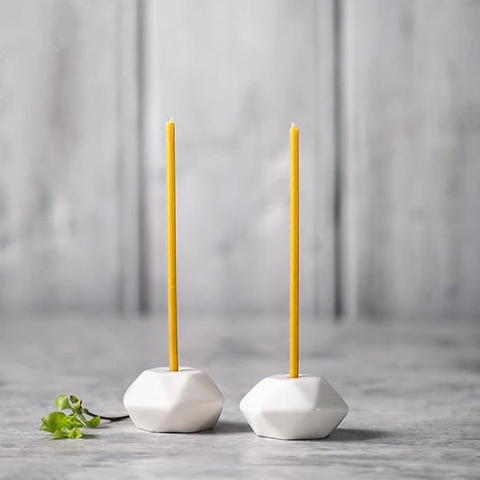 Set of 2 Danilovo Taper Candle Holder - Handcrafted, Sturdy Ceramic Thin Candlesticks Holder - Ideal Luxury White Home Decor for Any Occasion