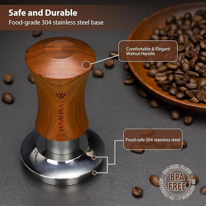 Espresso Tamper 51mm, YMWVH Premium Barista Coffee Tamper, 2 Spring Loaded Tampers with Stainless Steel Ripple Base, Constant 30lb Self Leveling Tampers without Tilting