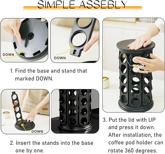 Coffee Pod Organizer Storage Coffee Pod Holder Carousel 360 Degrees Rotation Capacity of 40 Keurig K-Cup pods for Office Home Kitchen Counter Organizer