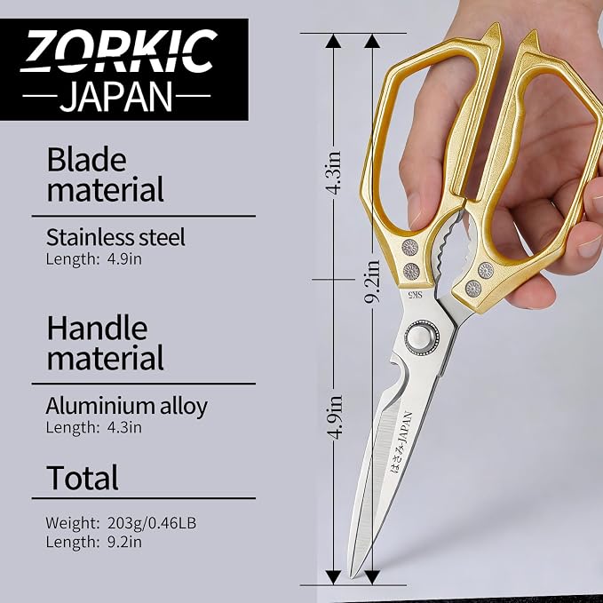 Kitchen Scissors Set Gold 3PCS, Heavy Duty Poultry Shears Kitchen Shear for Food Chicken Scissor All Purpose,Japan Meat Cutting Scissors, Bones Food Cooking Shears, Gifts for Men Women Mom Dad