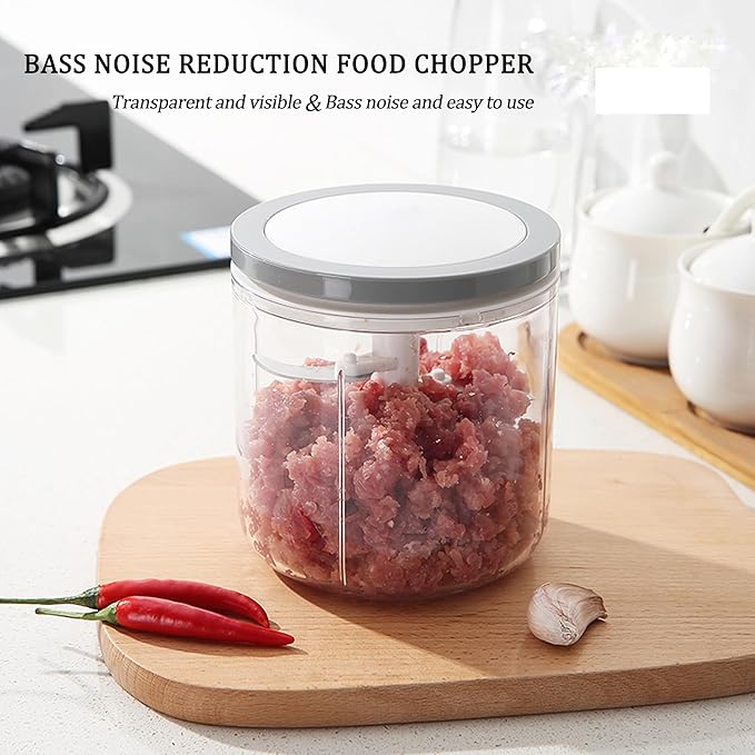 Manual Food Processor Vegetable Chopper, ZWCEGND 1000ML Onion Chopper Hand Pull String Garlic Chopper Mincer, Whisk and Smoothie Blender