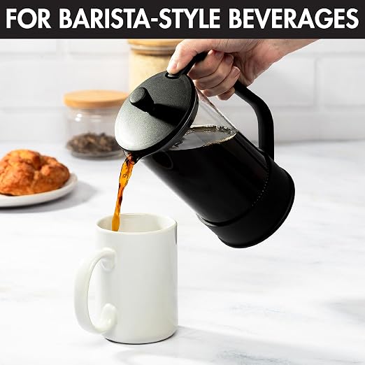 Primula French Press Coffee Maker, Heat Resistant Borosilicate Glass with Stainless Steel Filters, 8 Cup, 34 oz, Black