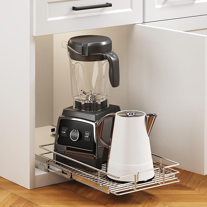 Pull Out Cabinet Organizer 10½" W x 18" D, Heavy Duty Cabinet Pull Out Shelves, Slide Out Drawers Organization for Kitchen Cabinets Bathroom
