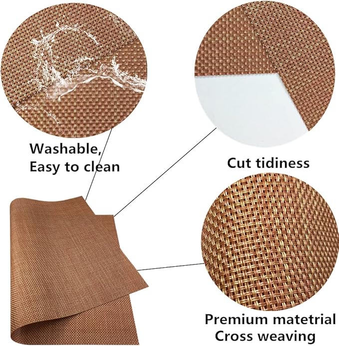 WAZAIGUR Placemats,Easy to Clean Crisscross Woven Vinyl Place Mats Durable Non-Slip Heat Resistant Table Mats,Placemats for Kitchen Table Set of 6,Rust Red