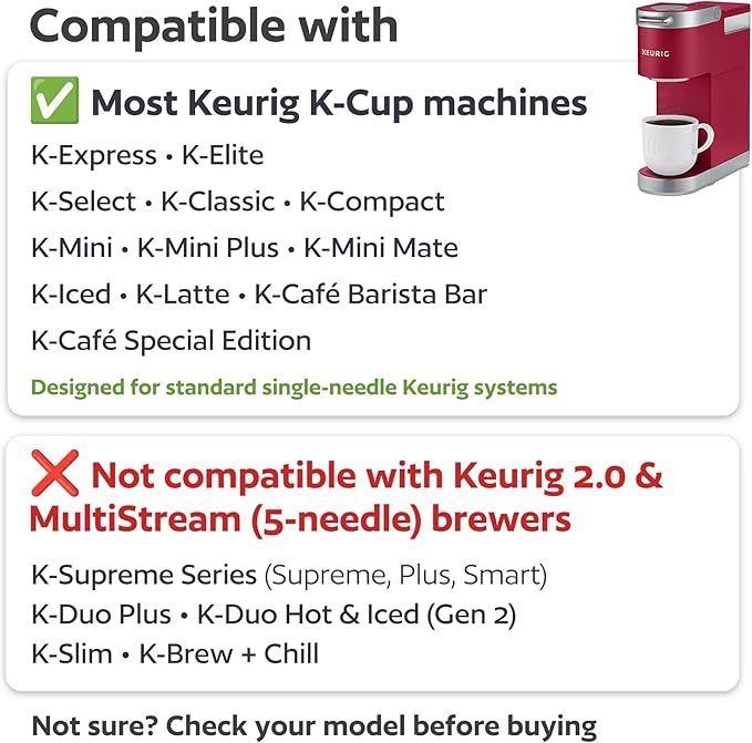4 Black Reusable K Cups for Keurig Coffee Makers - Compatible with K-Express, K-Elite, K-Select, K-Classic, K-Mini, K-Compact
