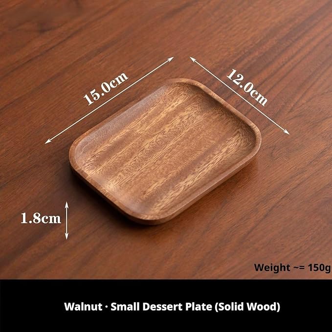 Walnut Wood Fruit Tray, Handmade Chinese Style Snack Serving Plate, Solid Wood Tea Dessert Tray for Dim Sum, Vintage Walnut Platter, Gift (Snack Plate)