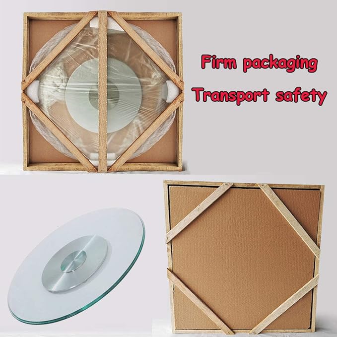 Round Thick Glass Turntable for patio table, 24 Inch Kitchens Lazy Susan, Rotating Service Plate with Sturdy Bearings